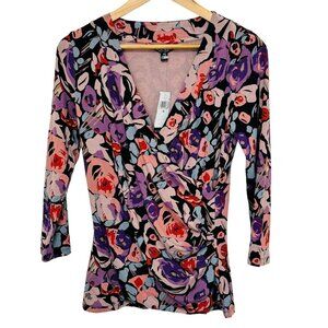 Black Label Ralph Lauren Wrap Top Blouse Floral Size 12